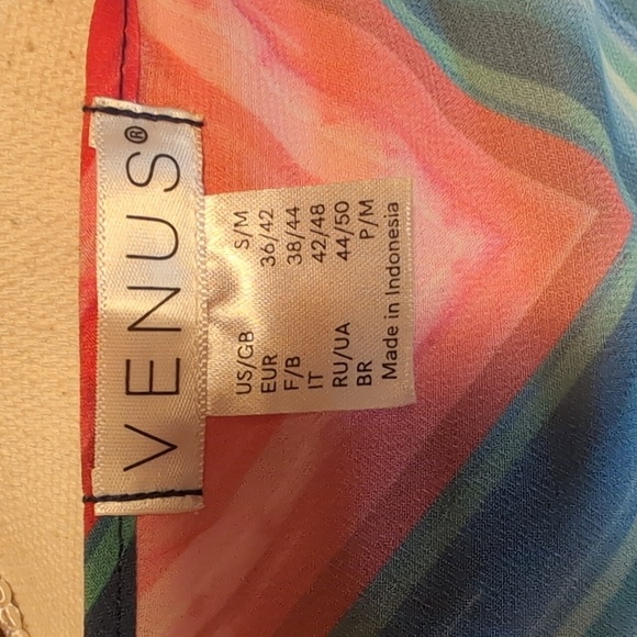 VTG Venus Swim Coverup Kaftan Dress Sheer Rainbow Print - Picture 9 of 11
